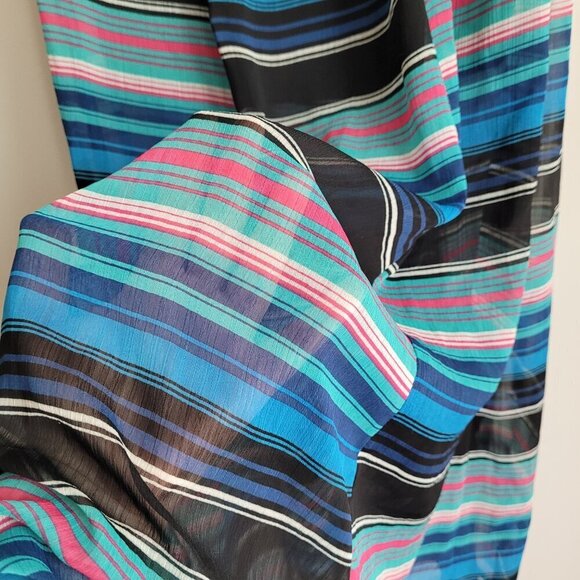 Xhilaration Striped Vibrant Blue Multicolor Elastic Waist Flowy Maxi Skirt - Picture 4 of 6